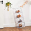 Shoe Storage Organisers – Plastic – White – Stackable with Clear Doors, Set of 6