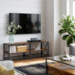 TV Stand – Steel – Rustic Brown and Black – 3-Tier Industrial Style
