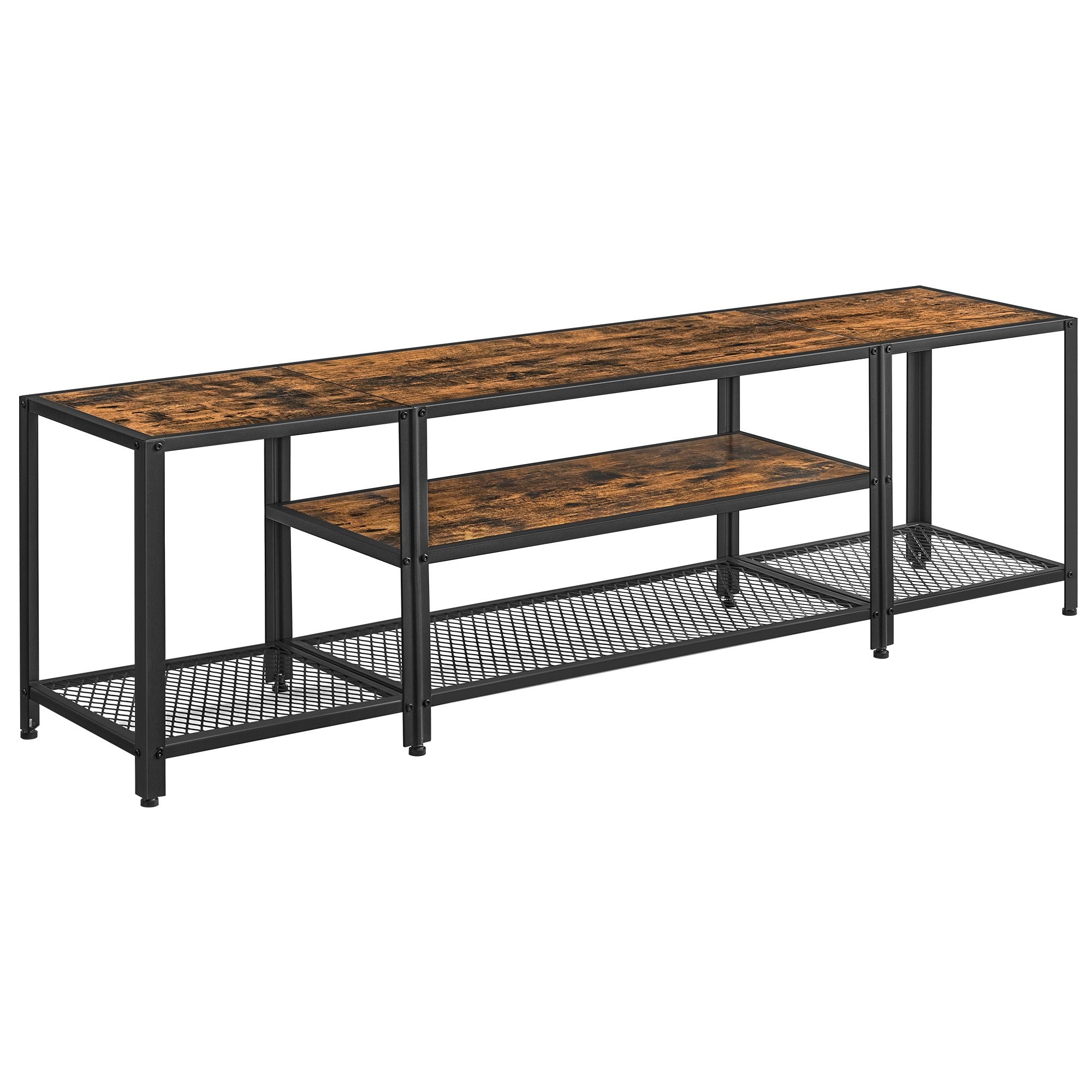 3-Tier TV Cabinet – Wood – Industrial Style – Open Shelves for TVs up to 75 Inches