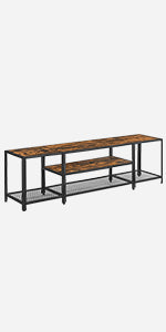 3-Tier TV Cabinet – Wood – Industrial Style – Open Shelves for TVs up to 75 Inches