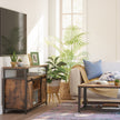 TV Stand – Rustic Brown and Black – Sliding Barn Doors – Adjustable Shelves