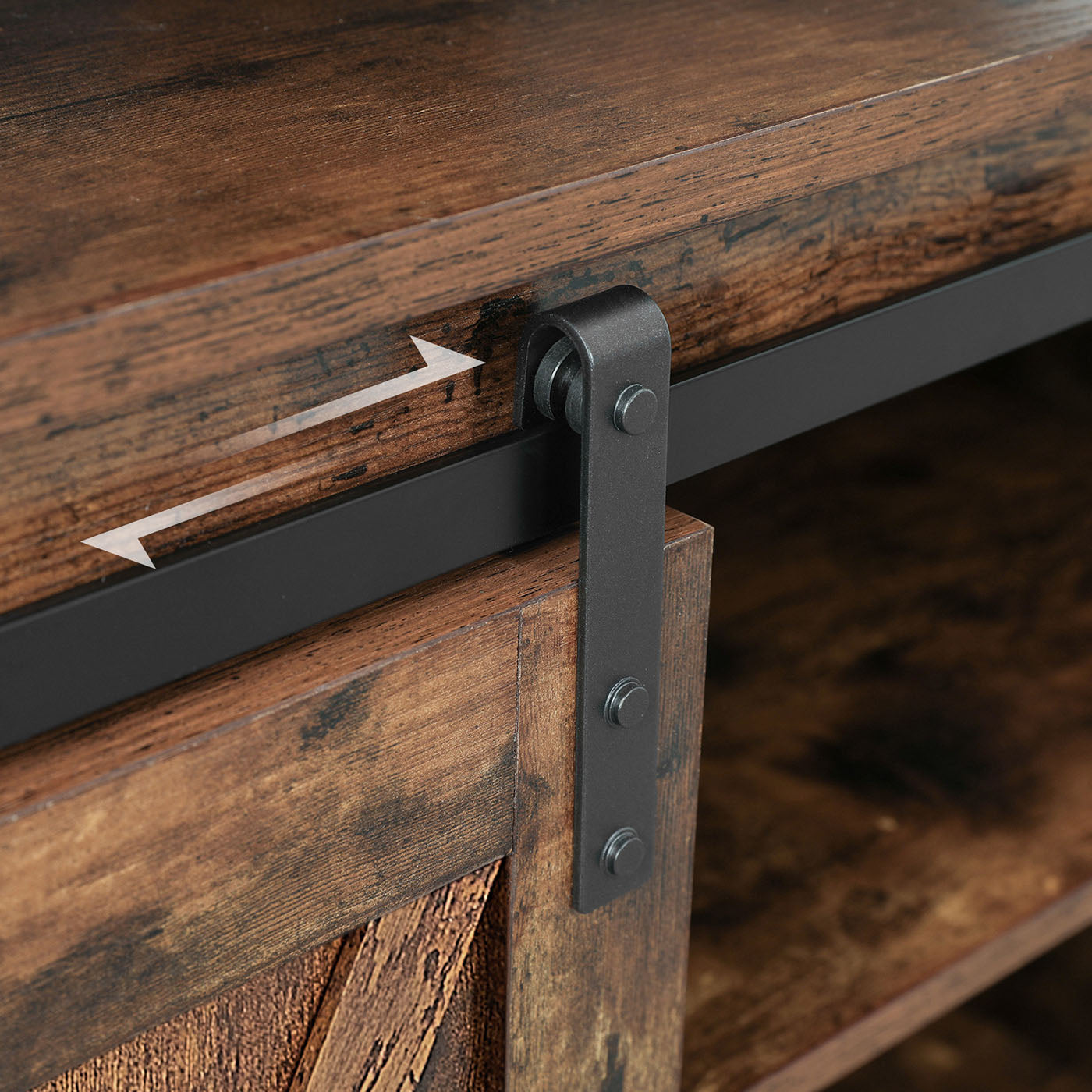 TV Stand – Rustic Brown and Black – Sliding Barn Doors – Adjustable Shelves
