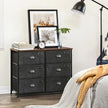 Wide Storage Dresser – Fabric and Metal – Rustic Brown and Black – 6 Drawers, Industrial Style