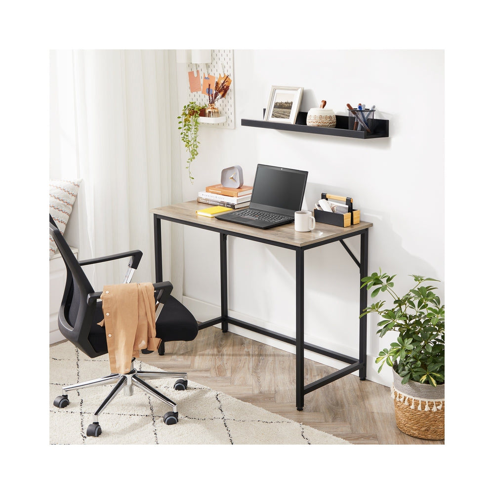 Computer Desk – Steel – Hazelnut Brown and Black – Industrial Design, Simple Assembly
