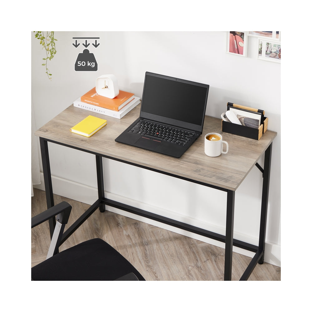 Computer Desk – Steel – Hazelnut Brown and Black – Industrial Design, Simple Assembly