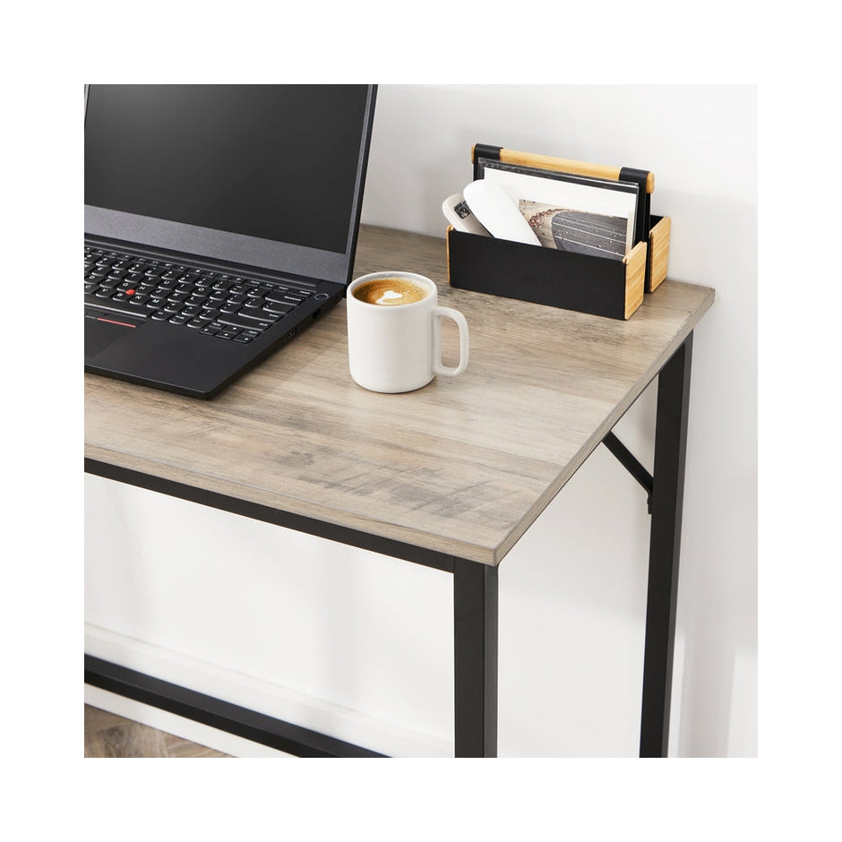 Computer Desk – Steel – Hazelnut Brown and Black – Industrial Design, Simple Assembly