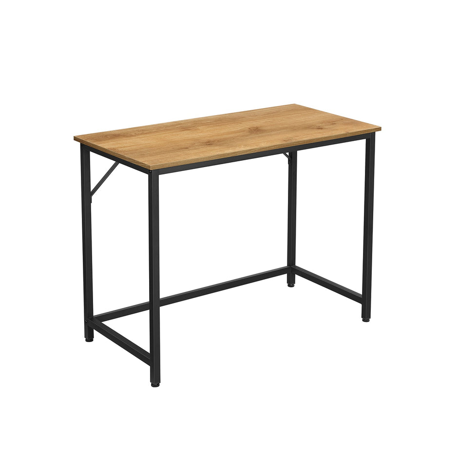 Writing Desk – Steel – Hazelnut Brown and Black – Industrial Design, Simple Assembly
