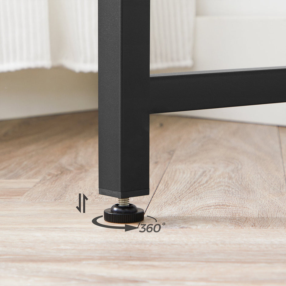 Writing Desk – Steel – Hazelnut Brown and Black – Industrial Design, Simple Assembly