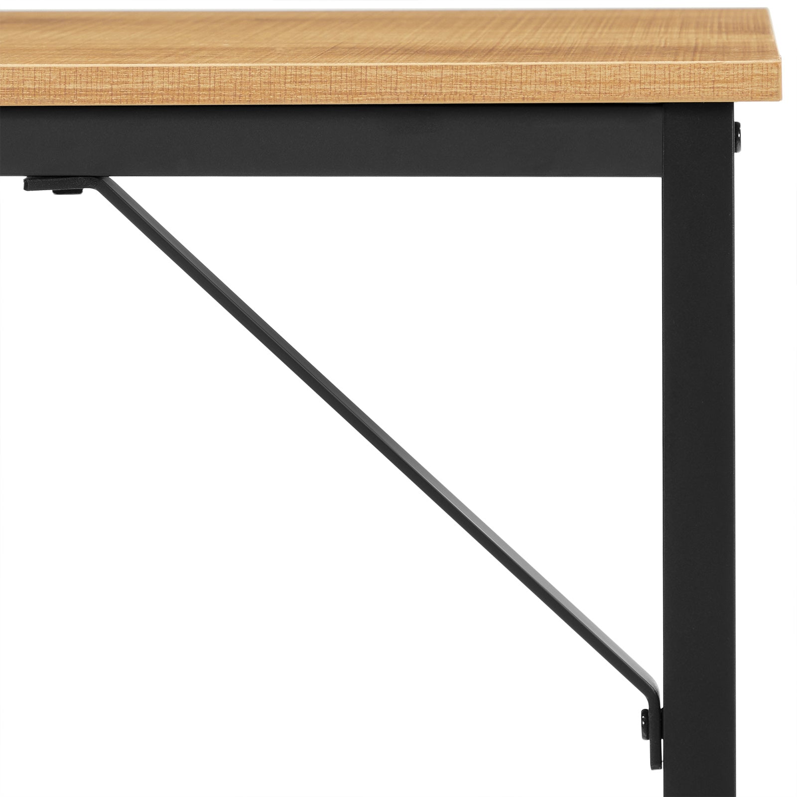 Writing Desk – Steel – Hazelnut Brown and Black – Industrial Design, Simple Assembly
