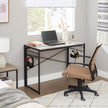 Folding Writing Desk – Wood and Metal – Greige and Black – No Tools Required, 8 Hooks