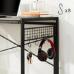 Folding Writing Desk – Wood and Metal – Greige and Black – No Tools Required, 8 Hooks