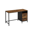 Computer Desk with File Cabinet – Wood and Metal – Rustic Brown and Black – Industrial Style