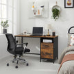 Computer Desk with File Cabinet – Wood and Metal – Rustic Brown and Black – Industrial Style