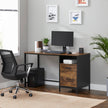 Computer Desk with File Cabinet – Wood and Metal – Rustic Brown and Black – Industrial Style