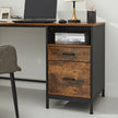 Computer Desk with File Cabinet – Wood and Metal – Rustic Brown and Black – Industrial Style