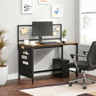 Computer Desk – Fabric – Rustic Brown and Black – Includes Storage Bags