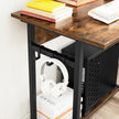 Mobile Computer Desk – Wood and Metal – Rustic Brown and Black – Features Monitor Stand and Hooks