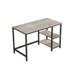 Computer Desk – Metal and Wood – Rustic Brown – Includes 2 Shelves for Storage