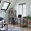 Computer Desk – Metal and Wood – Rustic Brown – Includes 2 Shelves for Storage