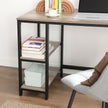 Computer Desk – Metal and Wood – Rustic Brown – Includes 2 Shelves for Storage