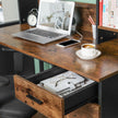 Computer Desk – Steel – Rustic Brown and Black – With Bookshelf and Drawer