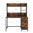 Computer Desk – Steel – Rustic Brown and Black – With Bookshelf and Drawer