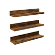 Floating Shelves Set – Wooden – Rustic Brown – 38 cm Long with Front Edge