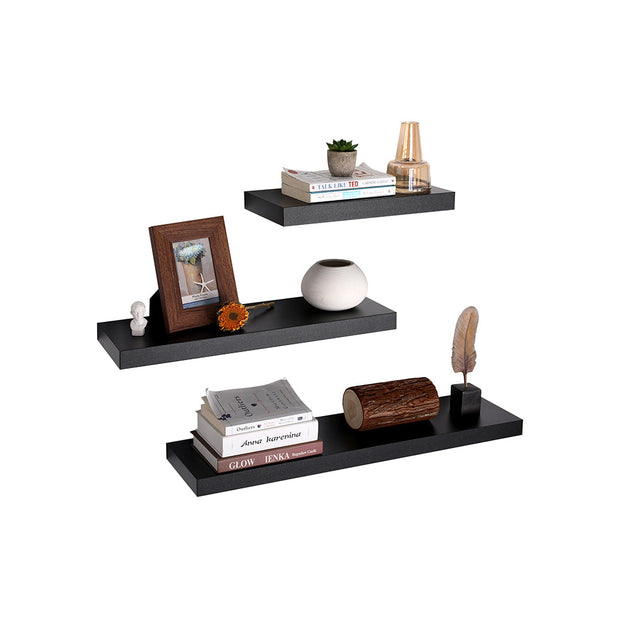Wall Mounted Floating Shelf – MDF – Black – Rustic Design 40 cm