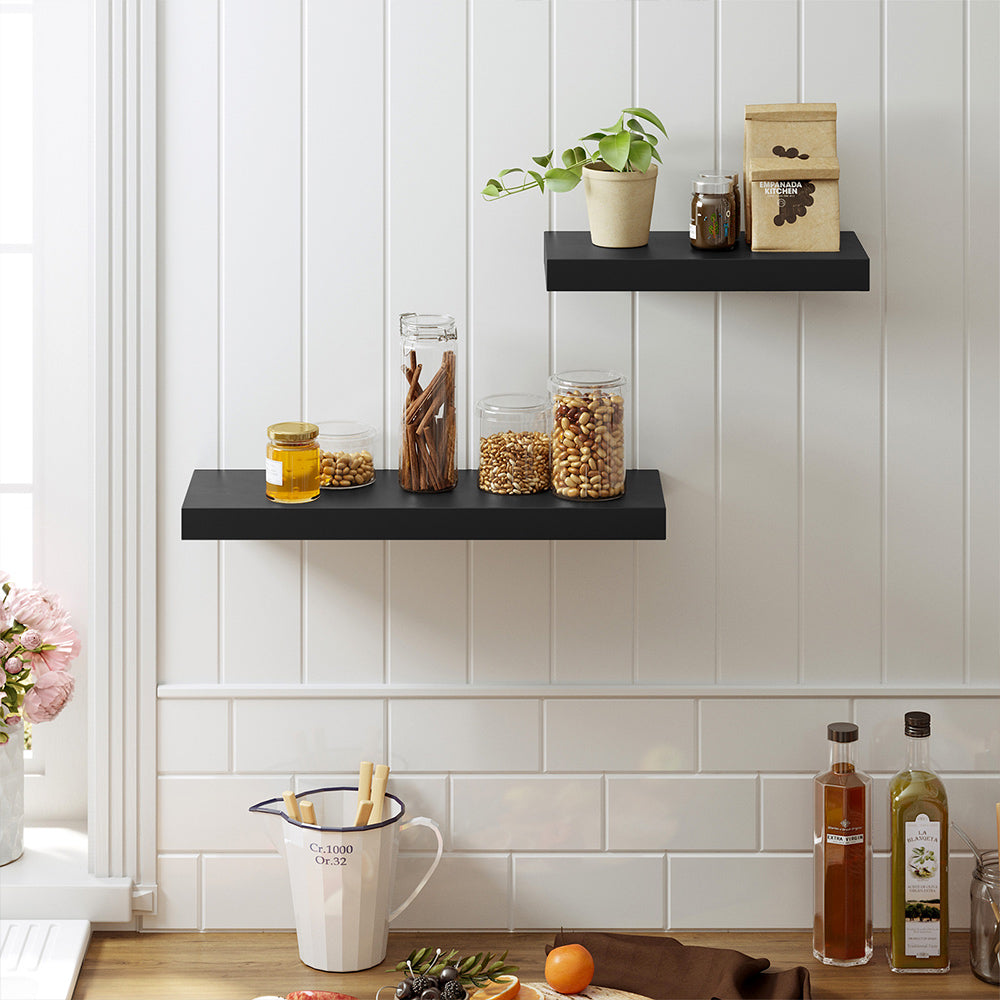 Wall Mounted Floating Shelf – MDF – Black – Rustic Design 40 cm