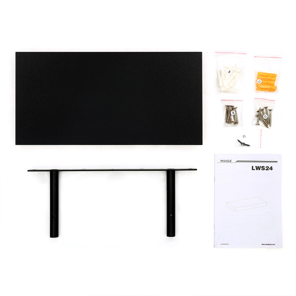 Wall Mounted Floating Shelf – MDF – Black – Rustic Design 40 cm