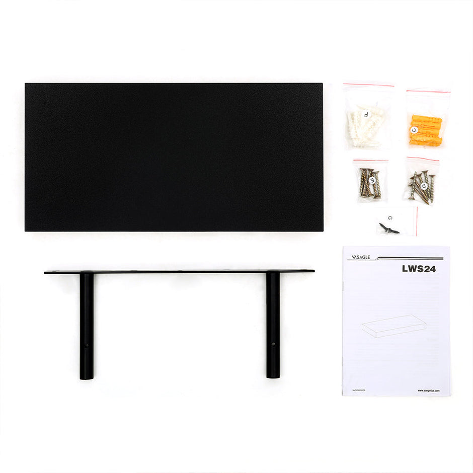 Wall Mounted Floating Shelf – MDF – Black – Rustic Design 40 cm