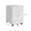 Movable Office File Cabinet – Steel – White – Lockable with 3 Drawers and Castors
