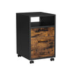 File Cabinet – Steel – Brown and Black – 2 Drawers with Rolling Design and Open Compartment