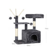 Cat Tree – Wood and Fabric – Light Grey – 3-Level with 3 Pompoms
