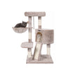 Cat Tower – Plush – Light Brown – Multi-Level with Scratching Post and Hammock