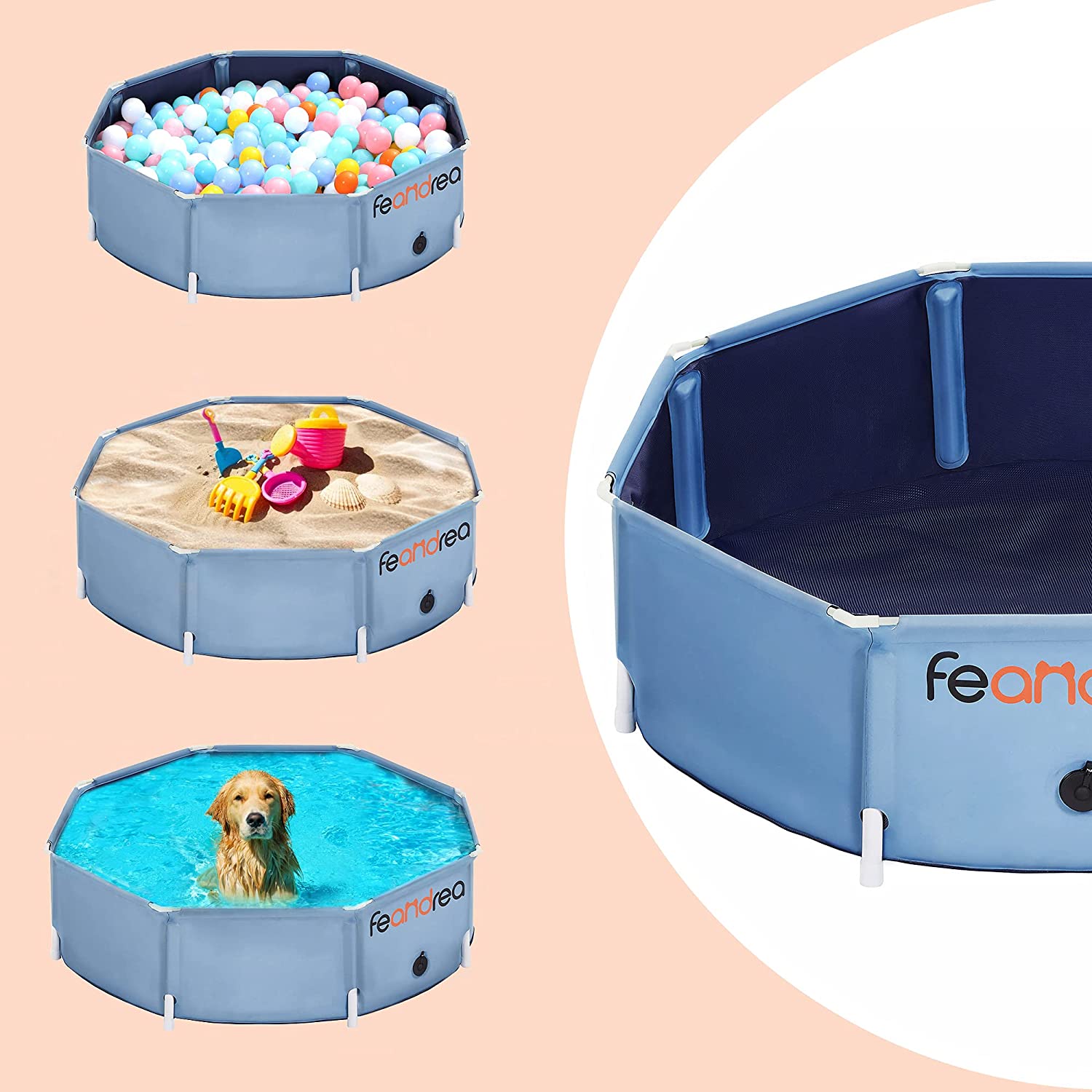 Foldable Pet Swimming Pool – PVC – Blue – Portable and Easy to Store