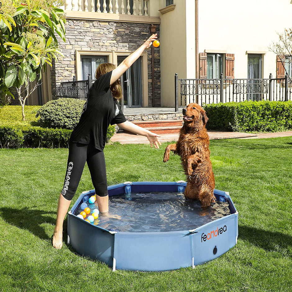 Portable Pet Swimming Pool – Foldable – Blue – Convenient Bathing Solution