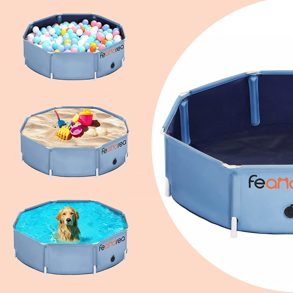 Portable Pet Swimming Pool – Foldable – Blue – Convenient Bathing Solution
