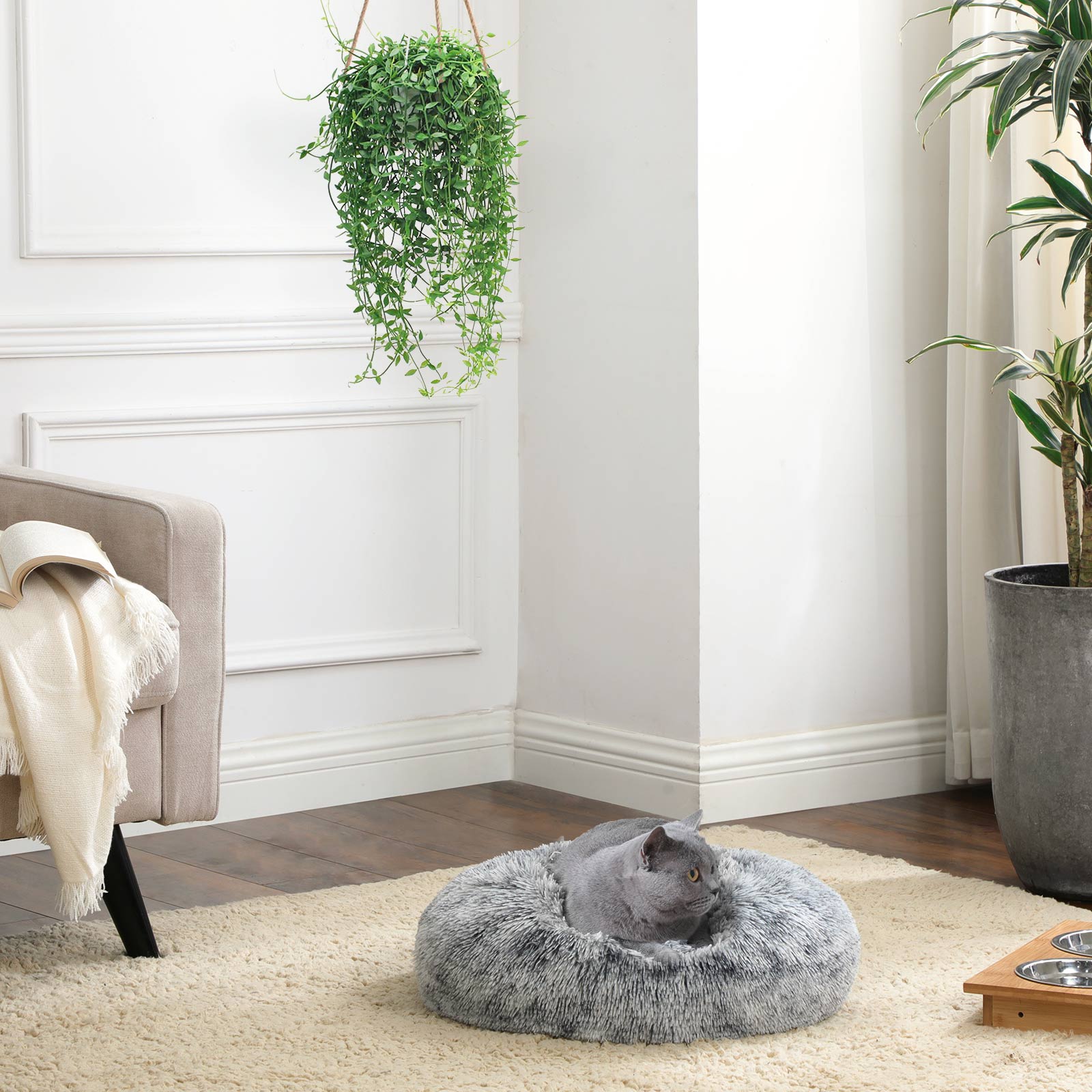 Dog Bed – Soft Plush – Grey – 50 cm