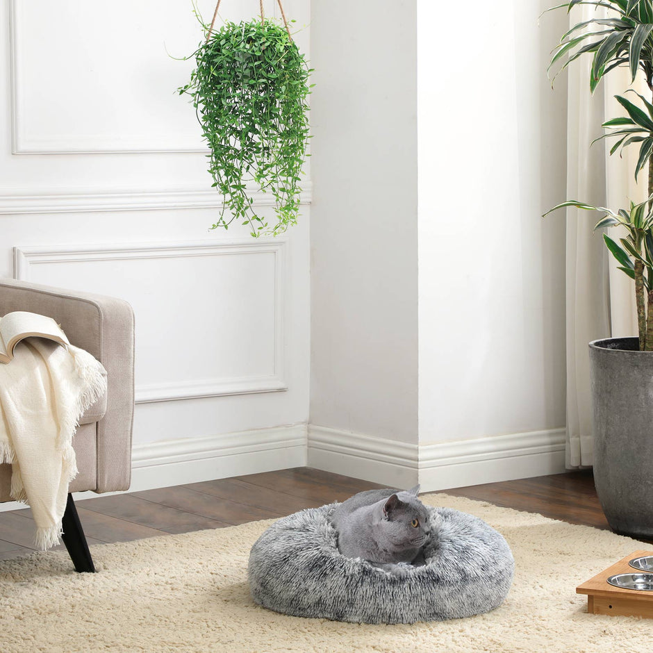 Dog Bed – Soft Plush – Grey – 50 cm
