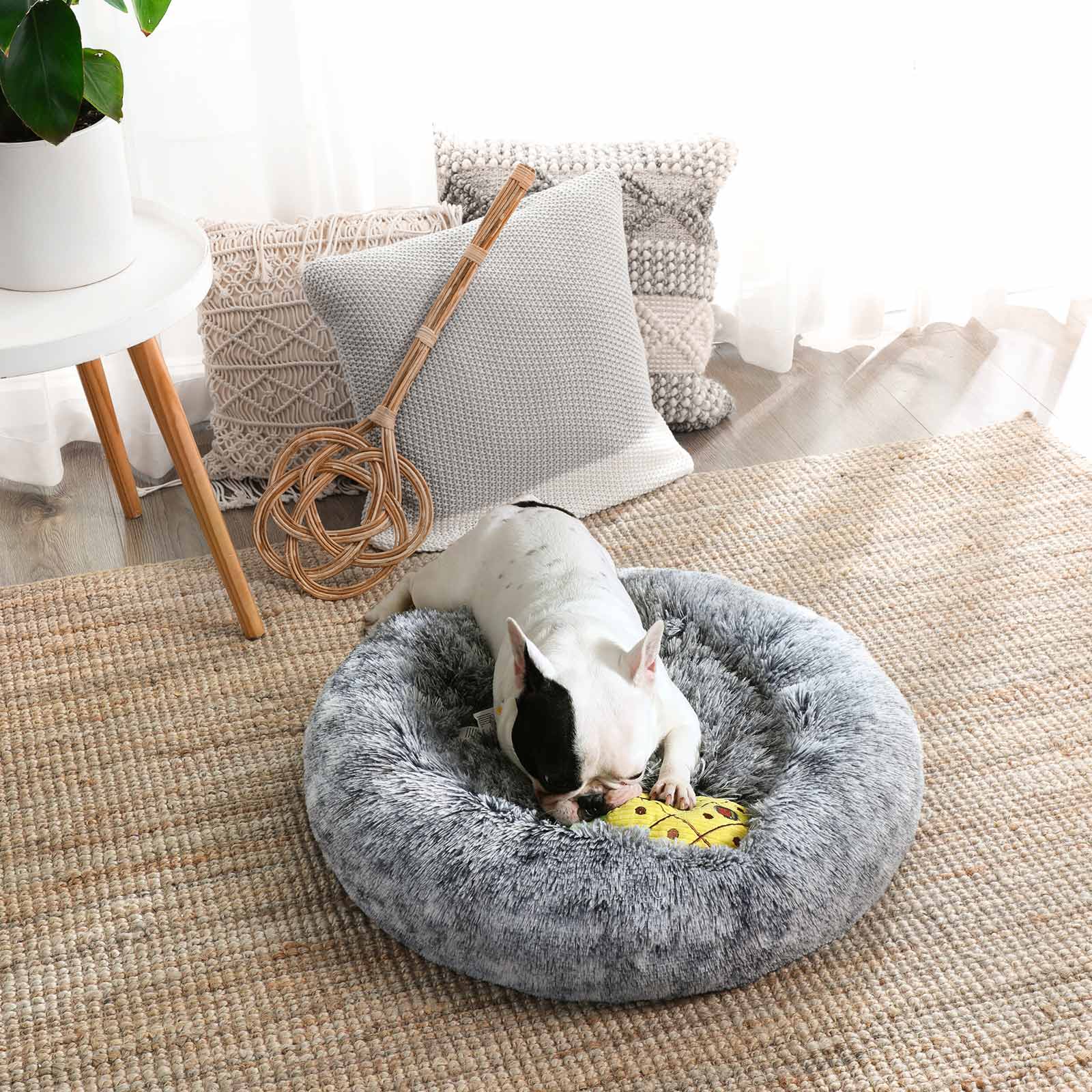 Dog Bed – Soft Plush – Grey – 50 cm