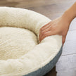 Round Dog and Cat Bed – Fabric – Grey – Washable Donut Shape, 65 cm Diameter