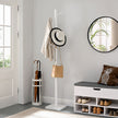 Coat Stand – Solid Wood – White – Free Standing with 8 Hooks