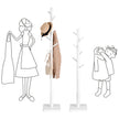 Coat Stand – Solid Wood – White – Free Standing with 8 Hooks