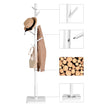 Coat Stand – Solid Wood – White – Free Standing with 8 Hooks