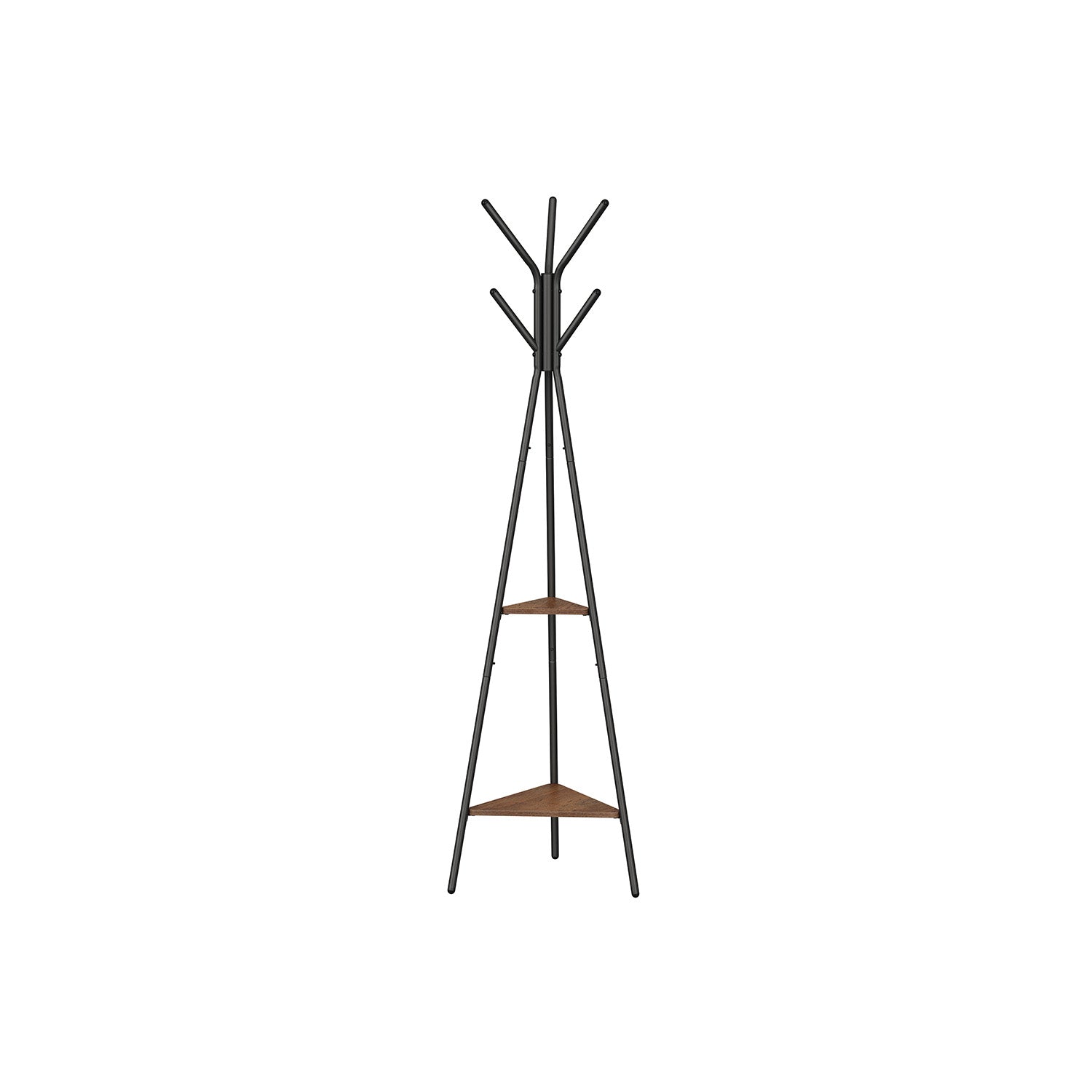 Hall Rack Stand – Wood and Metal – Hazelnut Brown and Black – Industrial Style with 2 Shelves