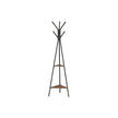 Hall Rack Stand – Wood and Metal – Hazelnut Brown and Black – Industrial Style with 2 Shelves