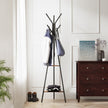 Hall Rack Stand – Wood and Metal – Hazelnut Brown and Black – Industrial Style with 2 Shelves