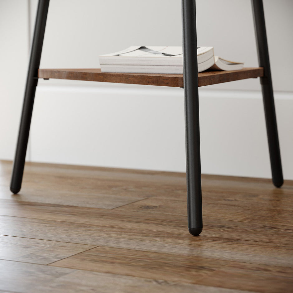 Hall Rack Stand – Wood and Metal – Hazelnut Brown and Black – Industrial Style with 2 Shelves