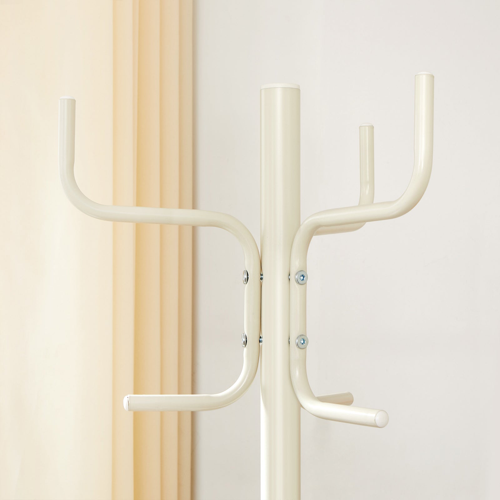 Free-Standing Coat Stand – Metal – White – 6 Hooks